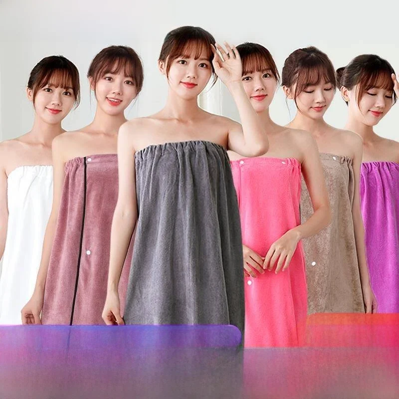 shoulder-bared-towel-with-button-polyester-elastic-band-wrap-bath-skirt-tube-top-summer-wear-winter-nightgown-for-men
