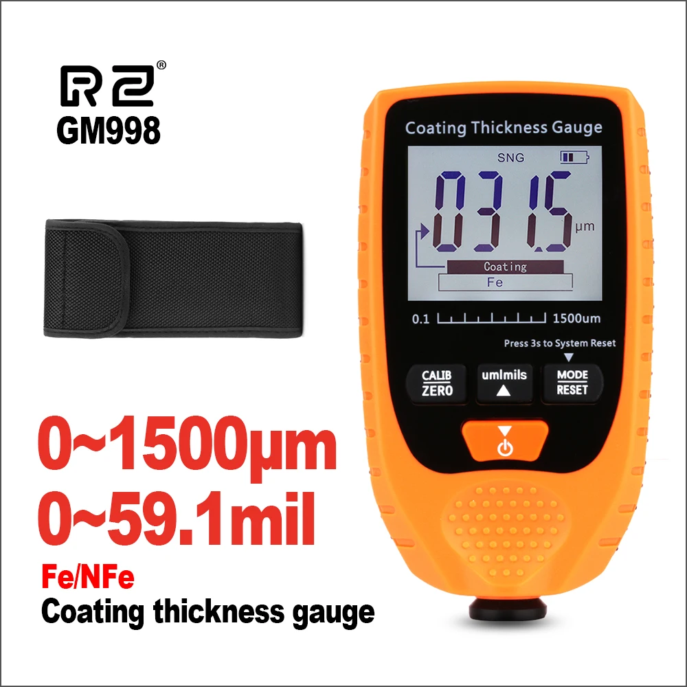 

RZ Thickness Gauges Paint Coating Thickness Gauge Digital Car Thickness Gauges Tester With Backlight Film Thickness Gauge