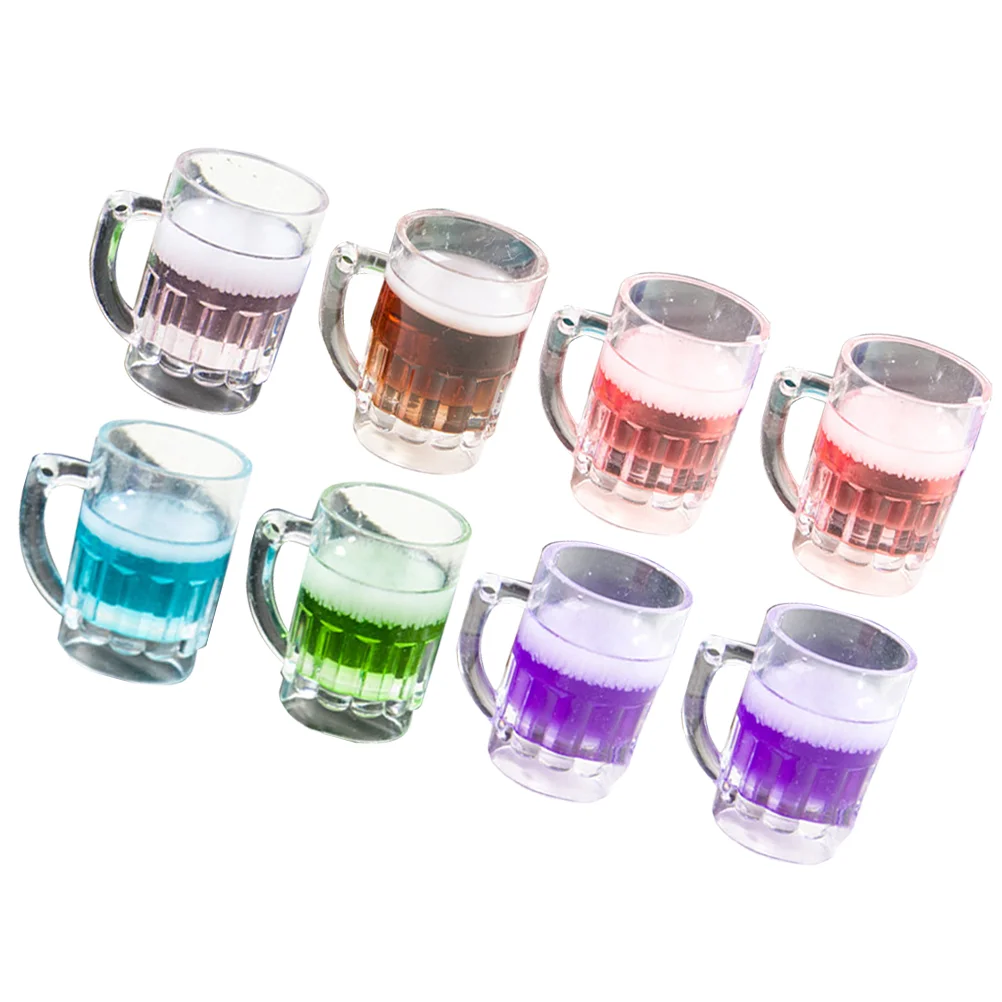 8 Pcs Smooth Edges Charms Necklace Hanging Beer Cup Shape Making Kit Random Color Good Material Resin For Crafts Jewelry