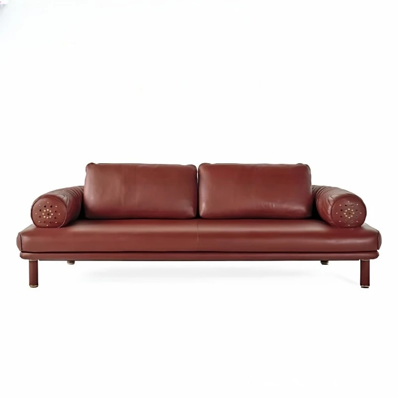 

Italian light luxury leather art sand high-end home living room designer creative modern simple leisure multi-person sofa