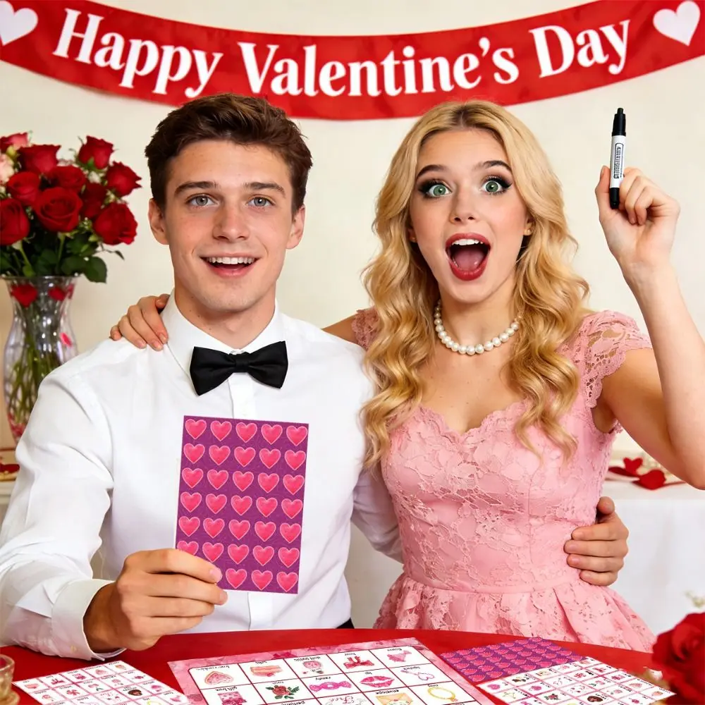 

Набор из 38 карточек для многопользовательской игры «Бинго на День святого Валентина» с наклейками, романтический дизайн, поделки на День святого Валентина для детей, подарок