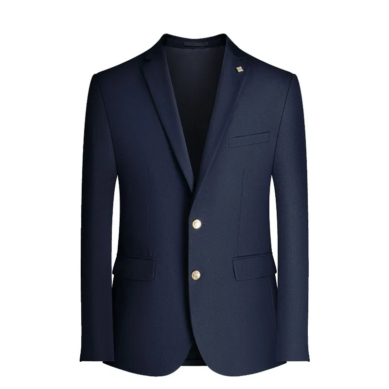 

KIDWHXR Men Suit Coat Turn Down Collar Single-breasted Male Outerwear British Style Simple Long Sleeve Casual Man Blazer