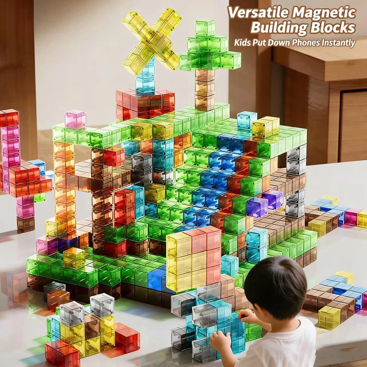 

Transparent Magnetic Cube Kids Magic Building Blocks Puzzle Montessori Toy Kids Intellectual Development Games Children Gift