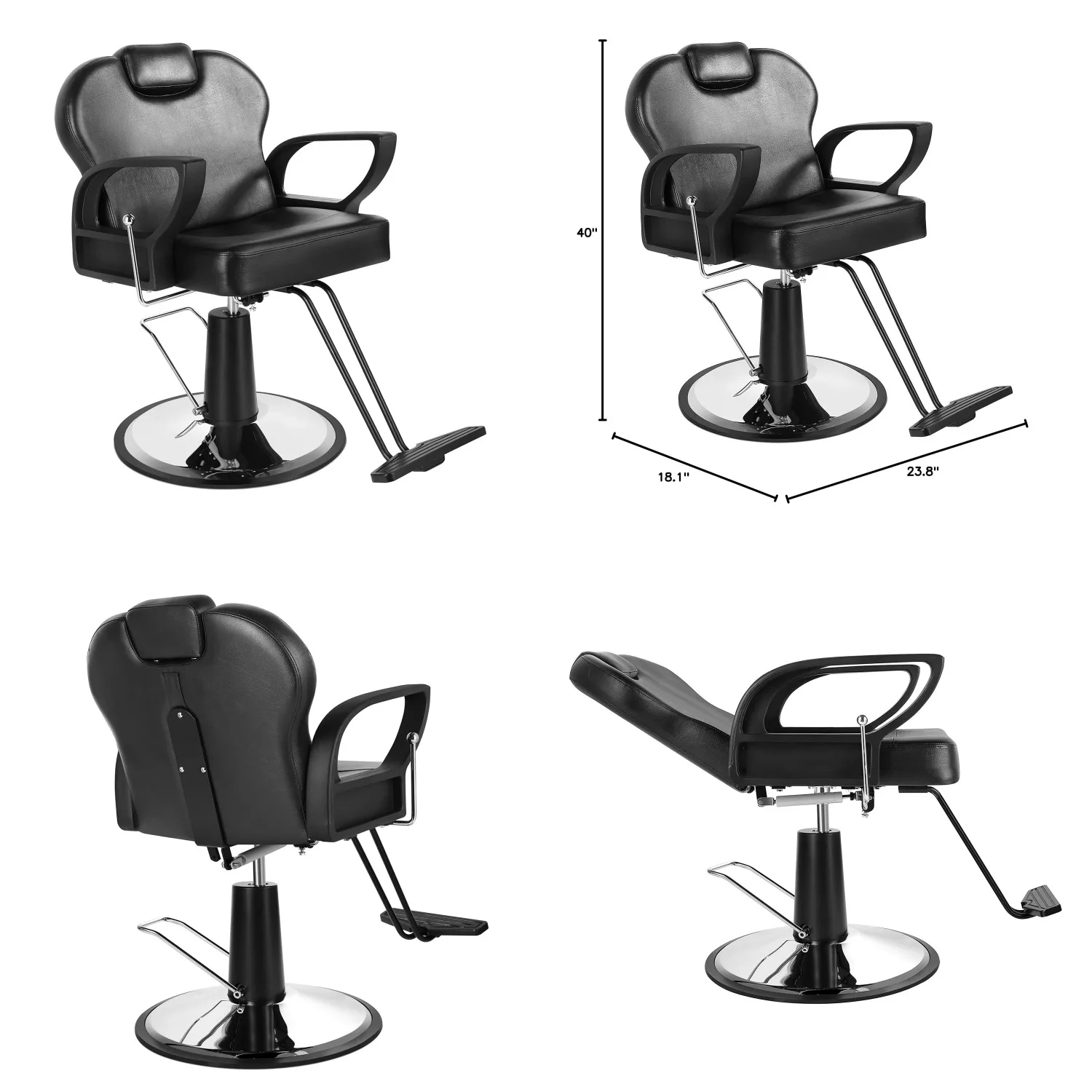 

Reclining All Purpose Barber Chair Heavy Duty Base Salon Hair Stylist Black Customized