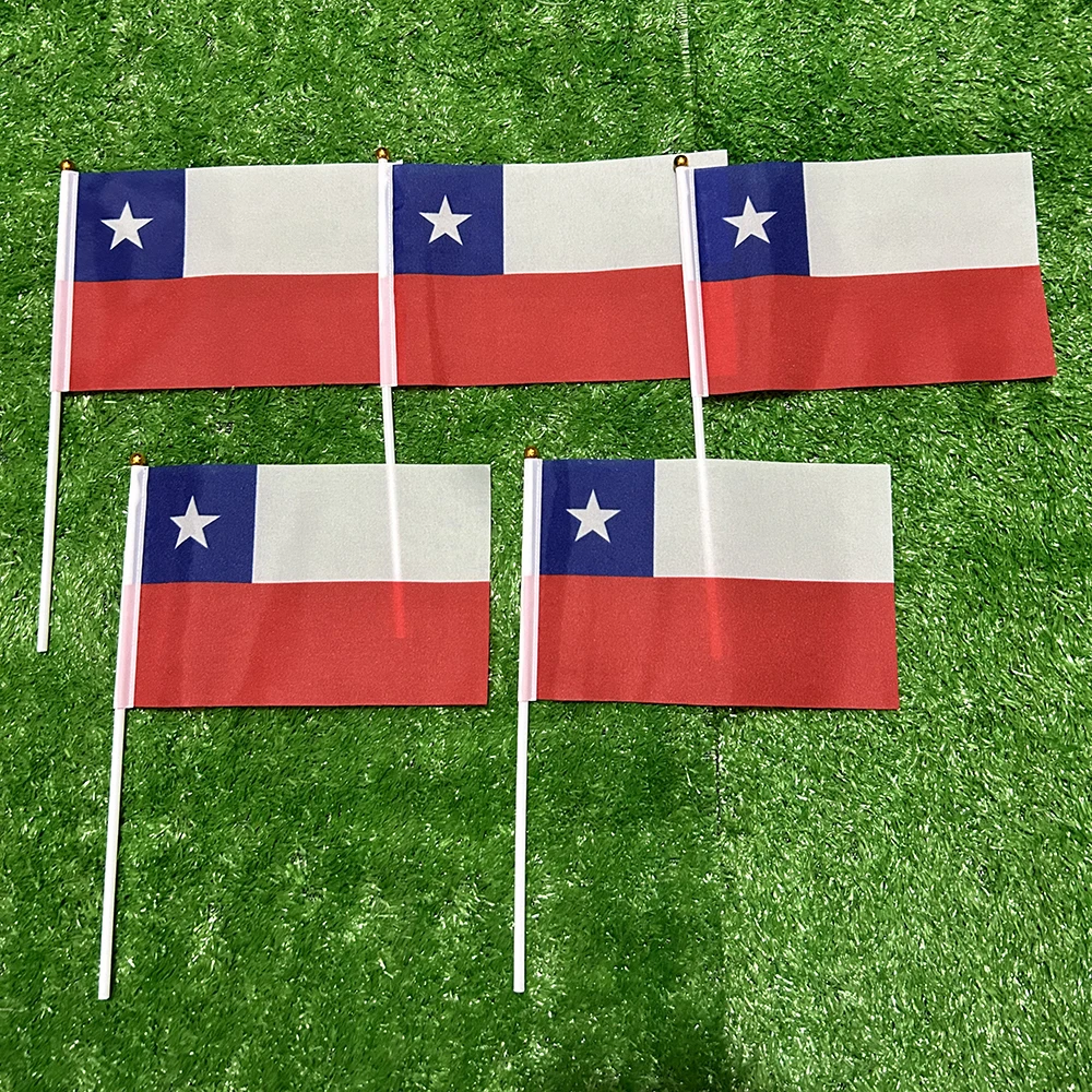 Banderín de Chile 14x21 cm ondulado a mano – Display decorativo