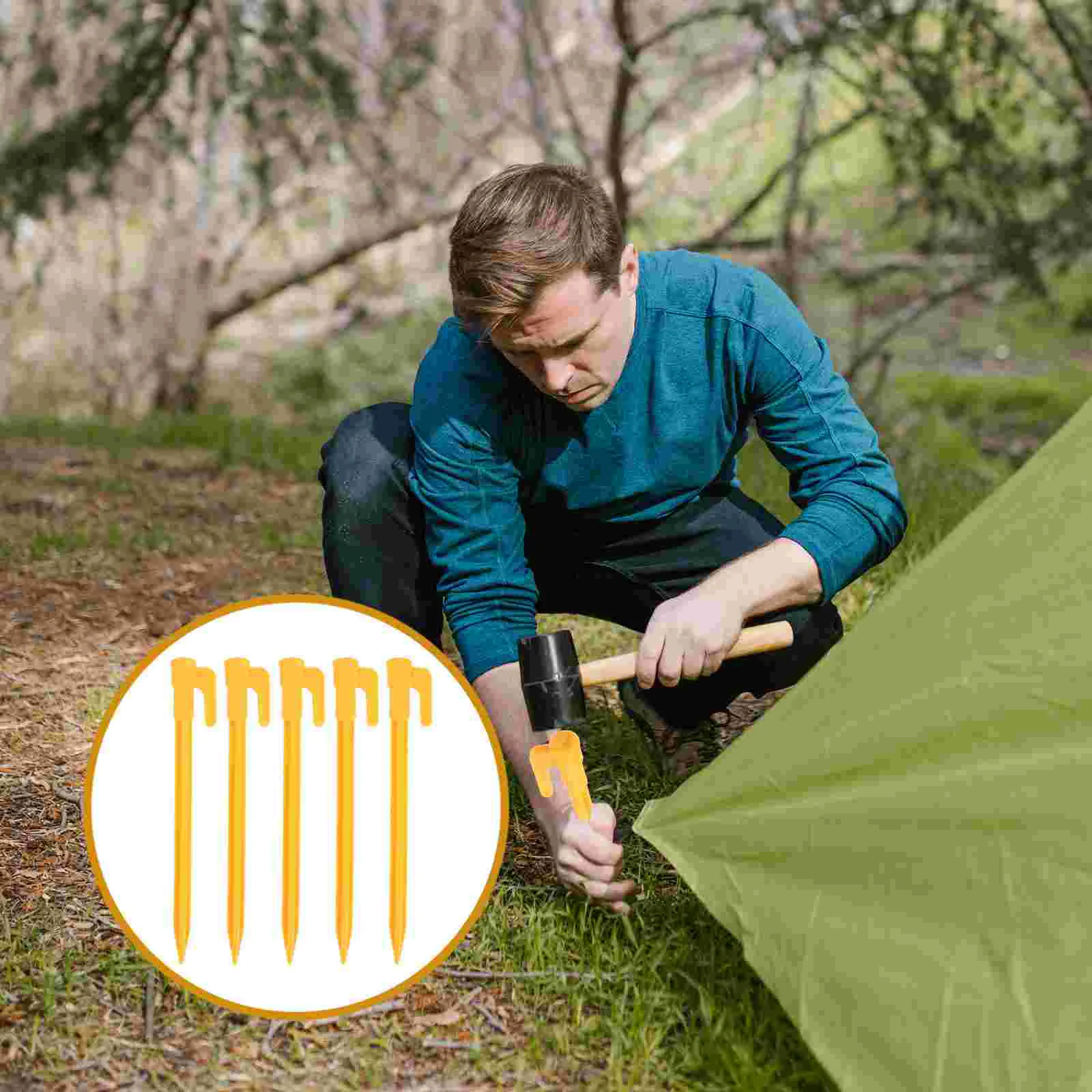 

24 Pcs Plastic Tent Stakes for Camping Outdoor Peg Canopy Fixing Hook Artificial Grass Ground Nail