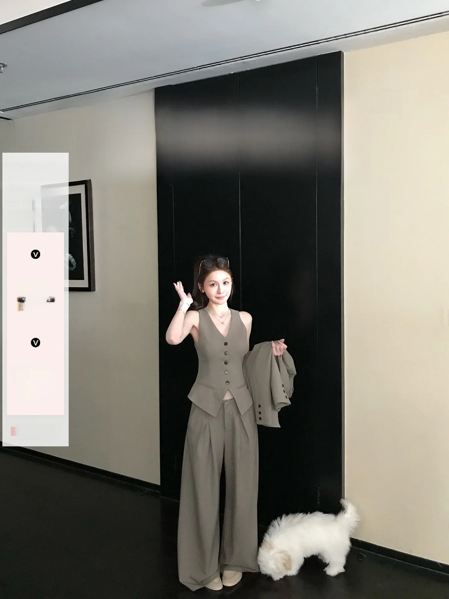 Paris Intellectual Elite High Quality Acetate Texture Commute Leisure Suit Vest Casual Pants Women's Business Casual Wear