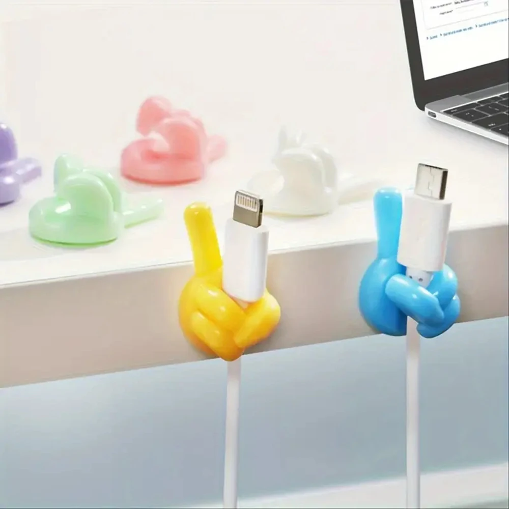 Funny Finger Shape Stick Hook Universal Soft Cable Storage Rack For Home Kitchen