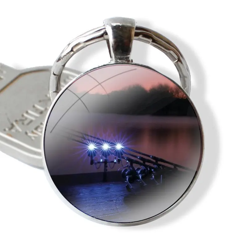 Keychain Glass Cabochon Metal Pendant Classic Men's Women's Keyring CARP FISHING CARP RODS