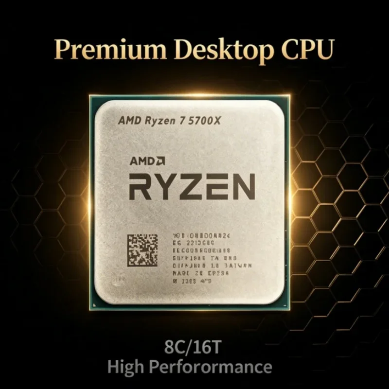 AMD Ryzen 7 5700X 8-Core 16-Thread 65W CPU 4.6GHz 7nm Zen3 32MB L3 Cache AM4 Desktop Gaming Processor Cooler Not Included