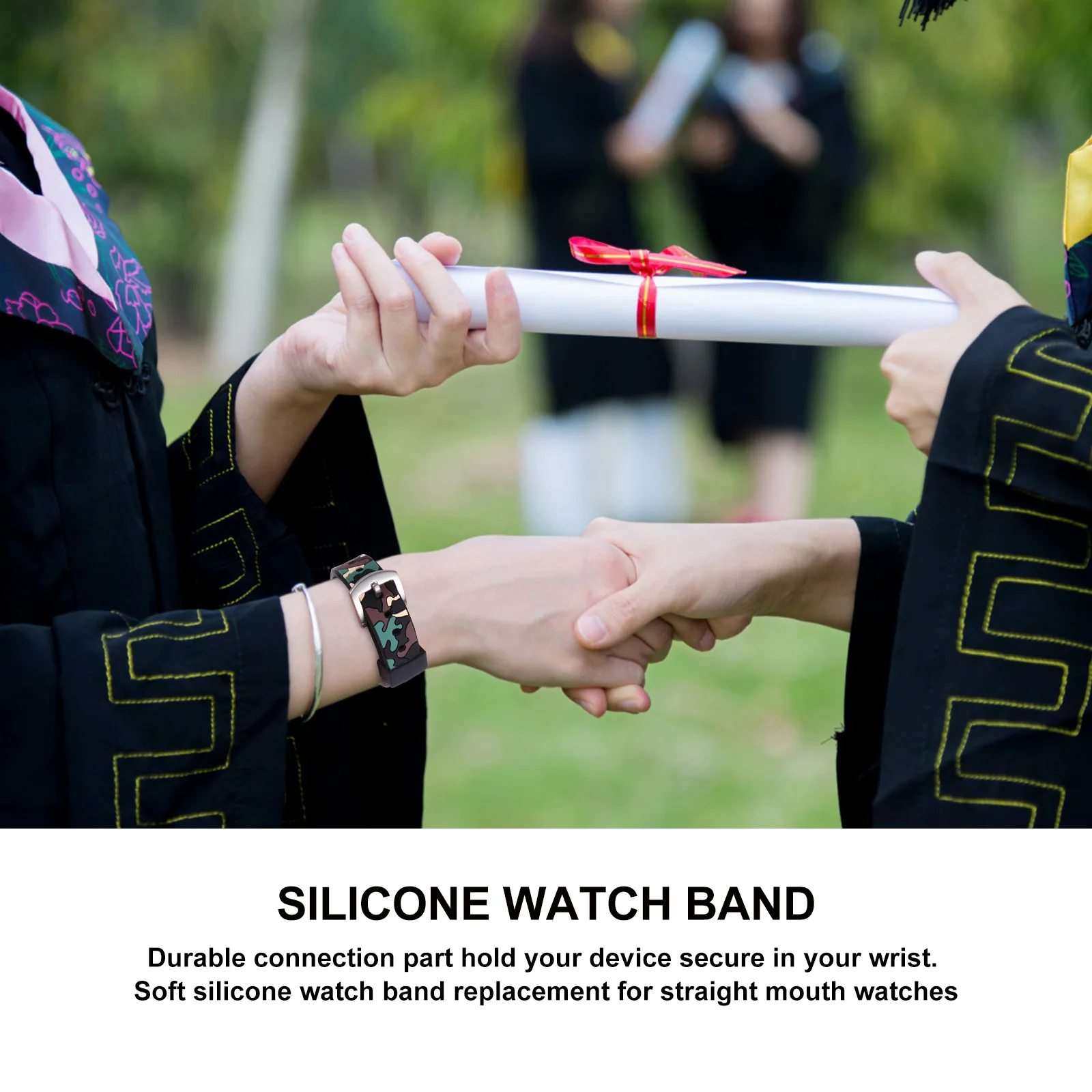 

1 pc Camouflage Silicone Watch Band Replacement For Fit2 Wear-Resistant Replacement Strap Soft Comfortable Wristband