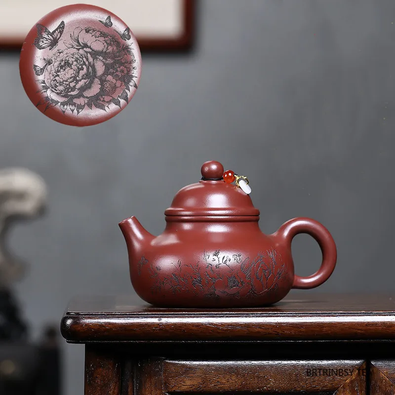 

270ml Chinese Yixing Purple Clay Teapot Tradition Handmade Flowers Tea Pot Household Beauty Tea Infuser Kettle Zisha Teaware