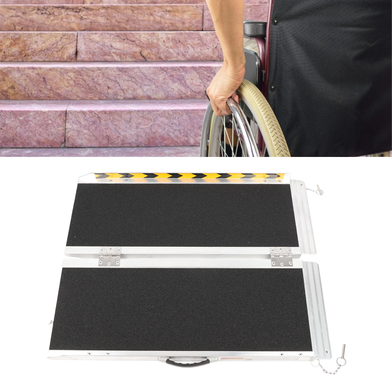 

Aluminum Alloy Folding Wheelchair Ramp Portable Non Slip Wheelchair Ramp with Handle Non‑Slip Wheelchair Ramp Wheelchair Ramp