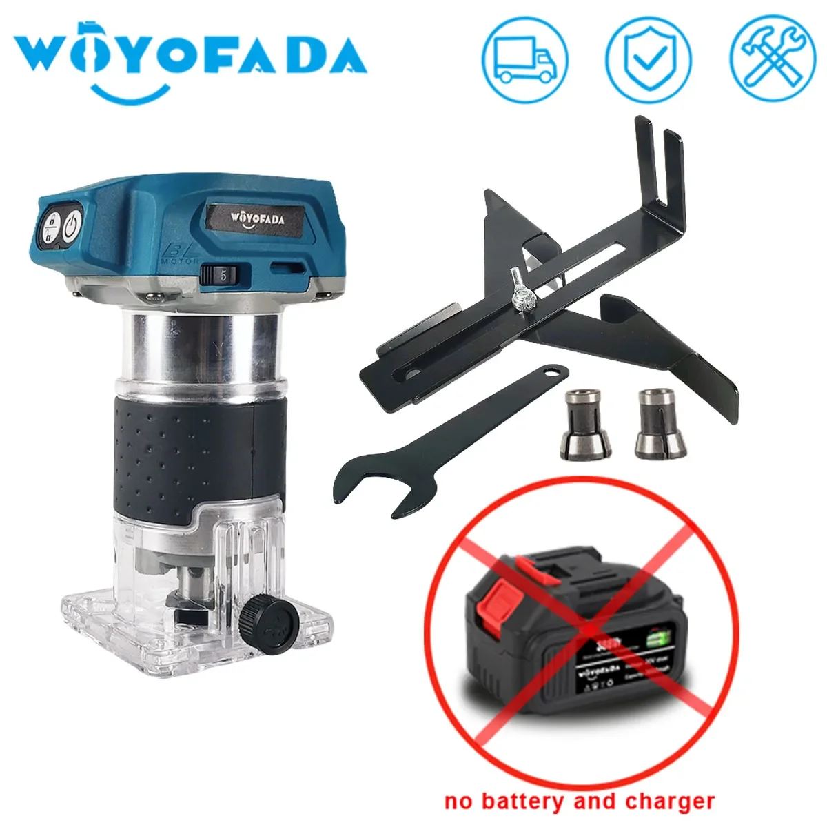 5 Speeds Brushless Motor Electric Hand Trimmer Cordless Wood Router Slotting Cutting for Makita 18V Battery (No Battery)