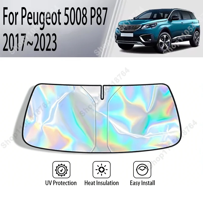 UV Reflective Heat Protection Foldable Front Windshield Sunshade For Peugeot 5008 P87 2017-2023 Custom Car Interior Accessories