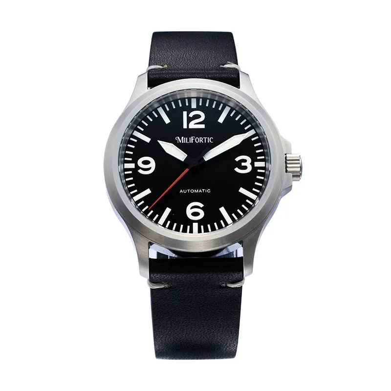 Milifortic Men Automatic Watch 38mm Pilot Mechanical Wristwatch 10Bar Waterproof Sapphire Mirror Luminous NH38