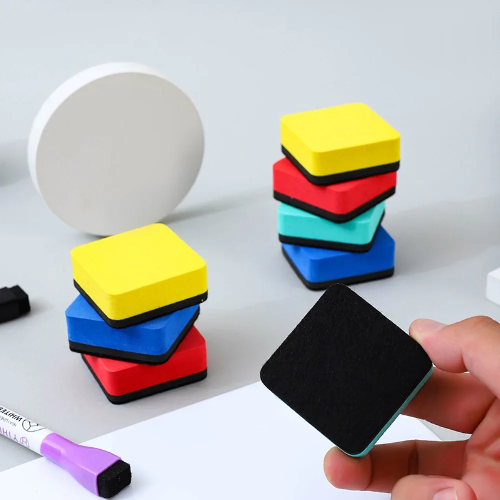 2 pçs durável magnético quadro branco borracha eva feltro quadrado limpeza de quadro duplo-cor quadro negro limpar sala de aula