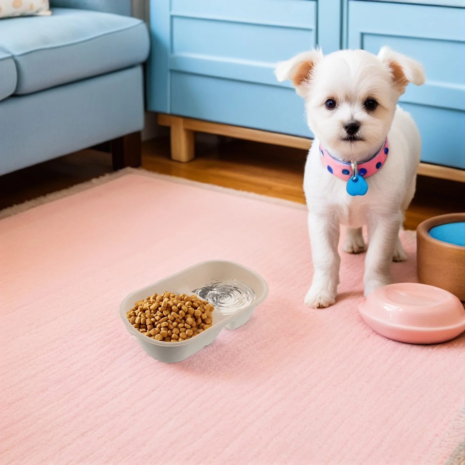 

50pcs Pet Feeding Bowls 1000Ml Disposable Puppy Dog Crate Food Water Bowl Dual Purpose Small Animal Dishes For Travel Kennel