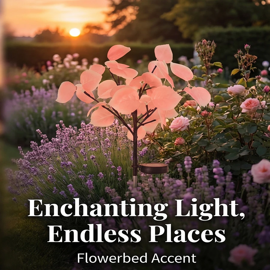 

New Peach Solar LED Lights Outdoor, 2 Modes Auto Night Light for Garden Decor