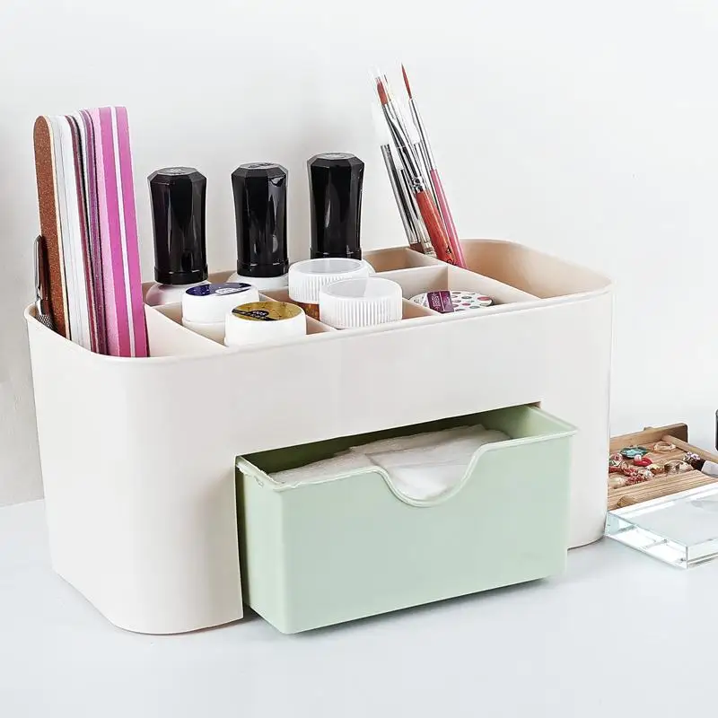 Nail Storage Box Plastic Drawer Style Easy to Clean Desktop Organization Large Capacity Cotton Swab Polishing Sand Strip Toolbox