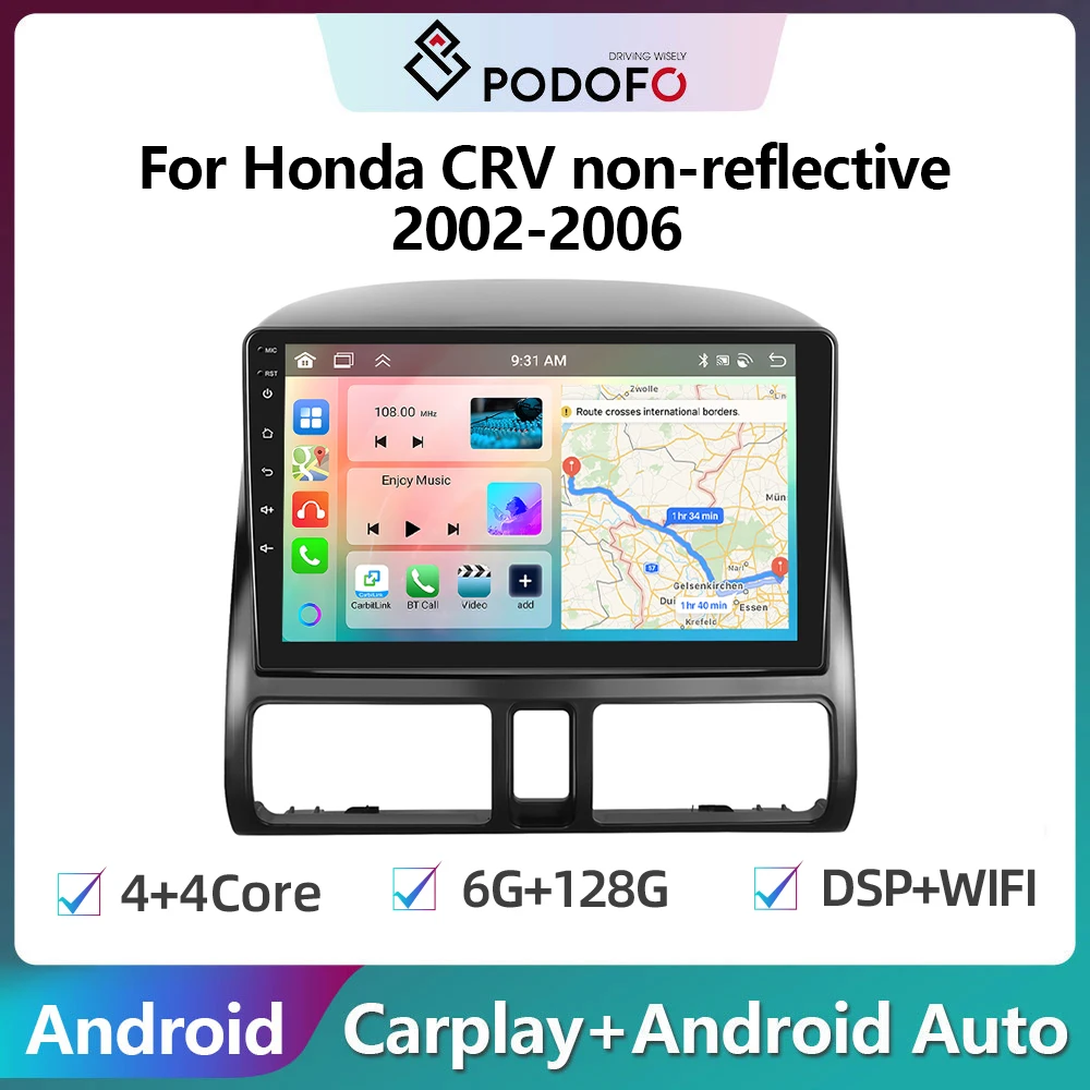 

Podofo 2Din Android Car Radio Multimidia Video Player For Honda CRV 2002-2006 GPS Navigation Carplay Auto Stereo Head Unit