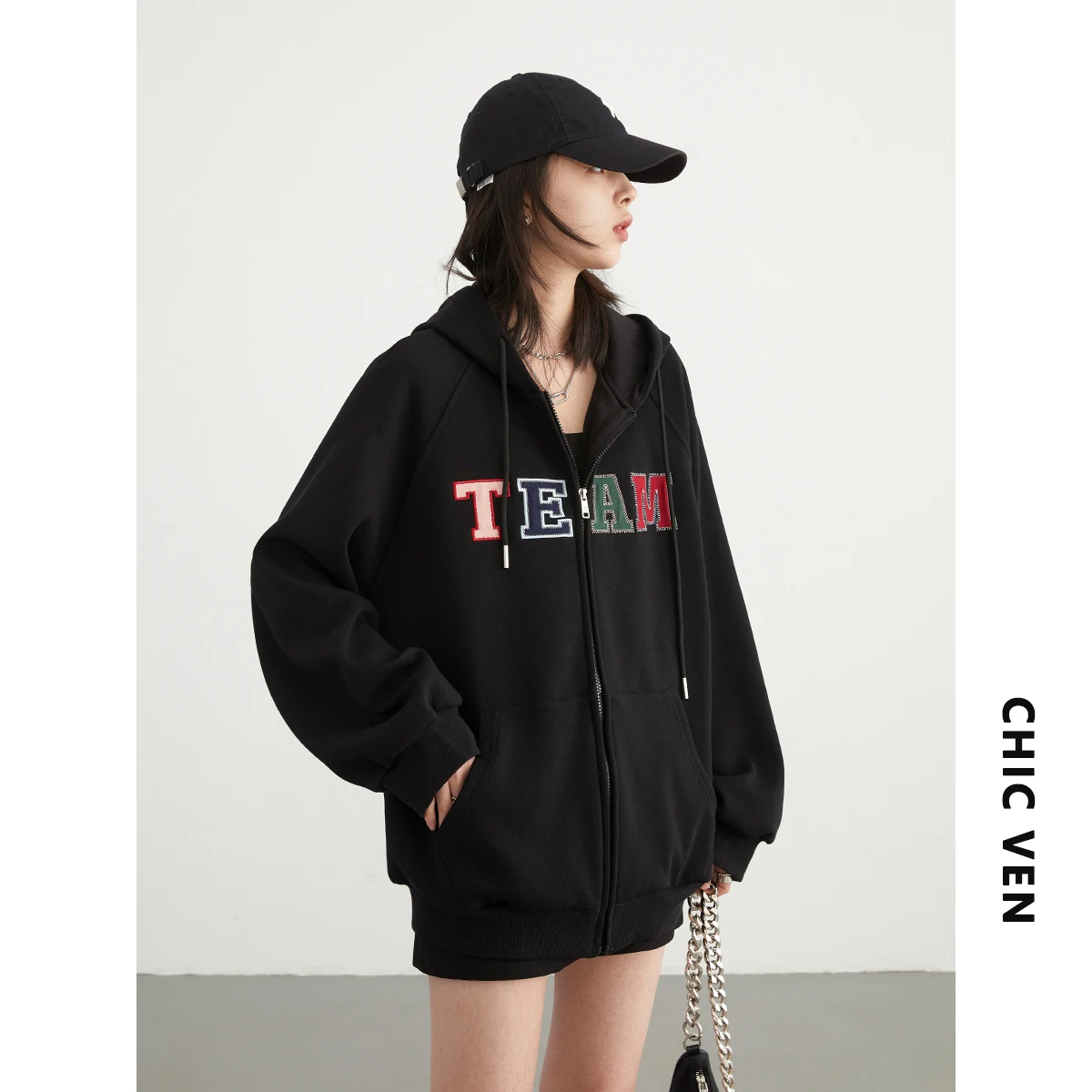 CHIC VEN Women Sweatshirts Loose Casual New Colorful Letter Printed Hoodie Fleece Coat For Woman Streetwear Spring Autumn 2024