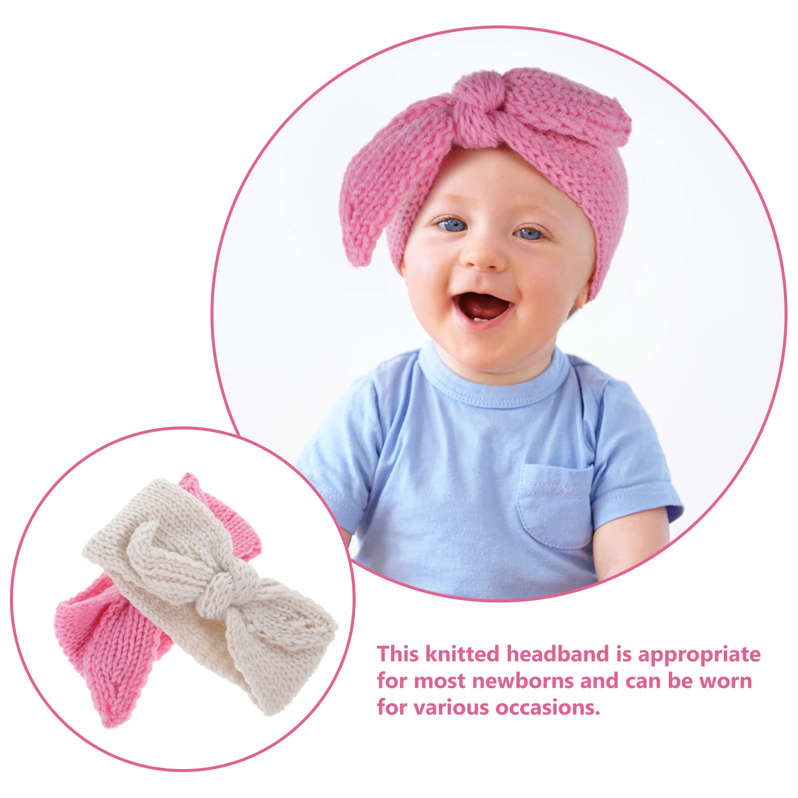 

2pcs Baby Girl Headb Headdress Pink Beige Knitted Bow Headb s Newborn Toddler Hair Accessories Cute Long Wear Style