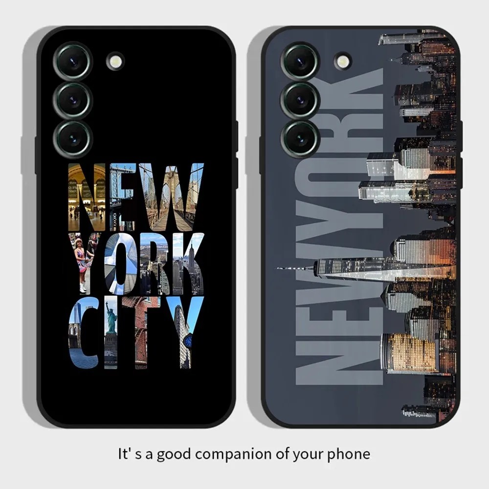 NEW YORK Statue Of Liberty Phone Case for SamsungS24,S23,S22,S21,S20 Ultra Pro S10,S30Plus,20 Ultra Black Cover