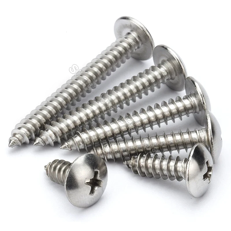

5-50Pcs M4 M5 M6 Cross Large Phillips Truss Flat Head Self-tapping Screw 304 Stainless Steel Round Umbrella Pan Head Wood Screws