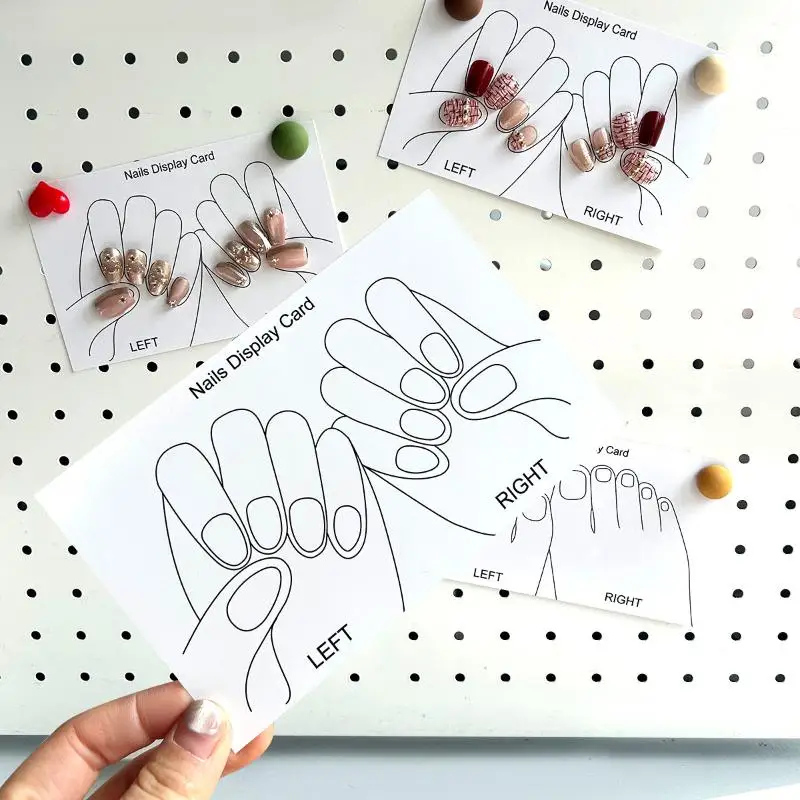 10 Sheets Nails Display Card Hand Feet False Nail Tips Packing Card Nail Art Storing Cardboard Manicure Showing Cards