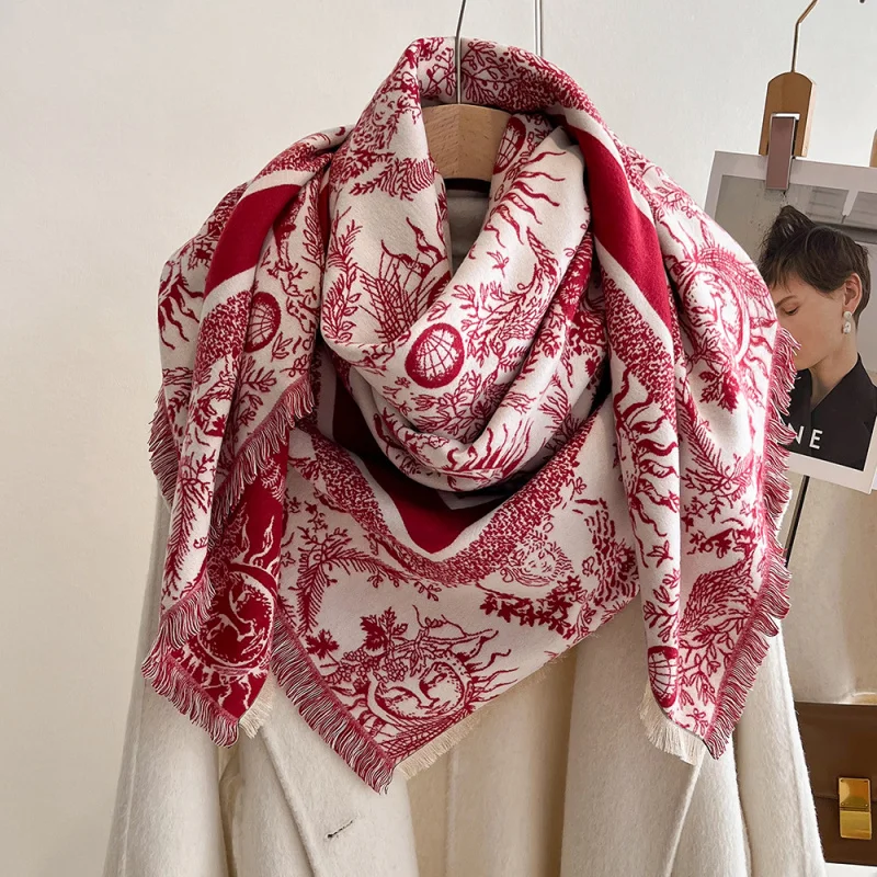 

New face faux cashmere scarf women, elegant tassel shawl, warm and stylish scarf130x130cm