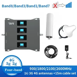 2g 3g 4g Amplifier Quad Band Cellular Booster Set LTE 800 900 1800 2100 2600 MHz B8 B5 B1 B3 B7 Mobile Signal Repeater Europe