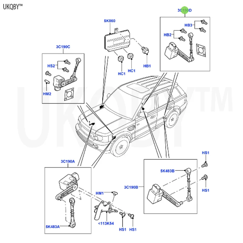 La n d Ro ve r Sp or t Ra ng e Ro ve r 2005-2009 RQH500053 Sensor Assembly