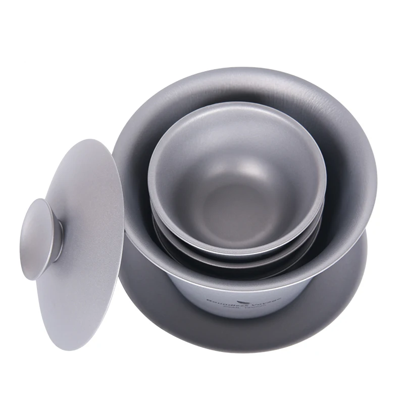Boundless Voyage Titanium Gaiwan Kung Fu Tea Set Saucer Double Walled Anti-scalding Portable Chinese Traditional Teacup Tureen