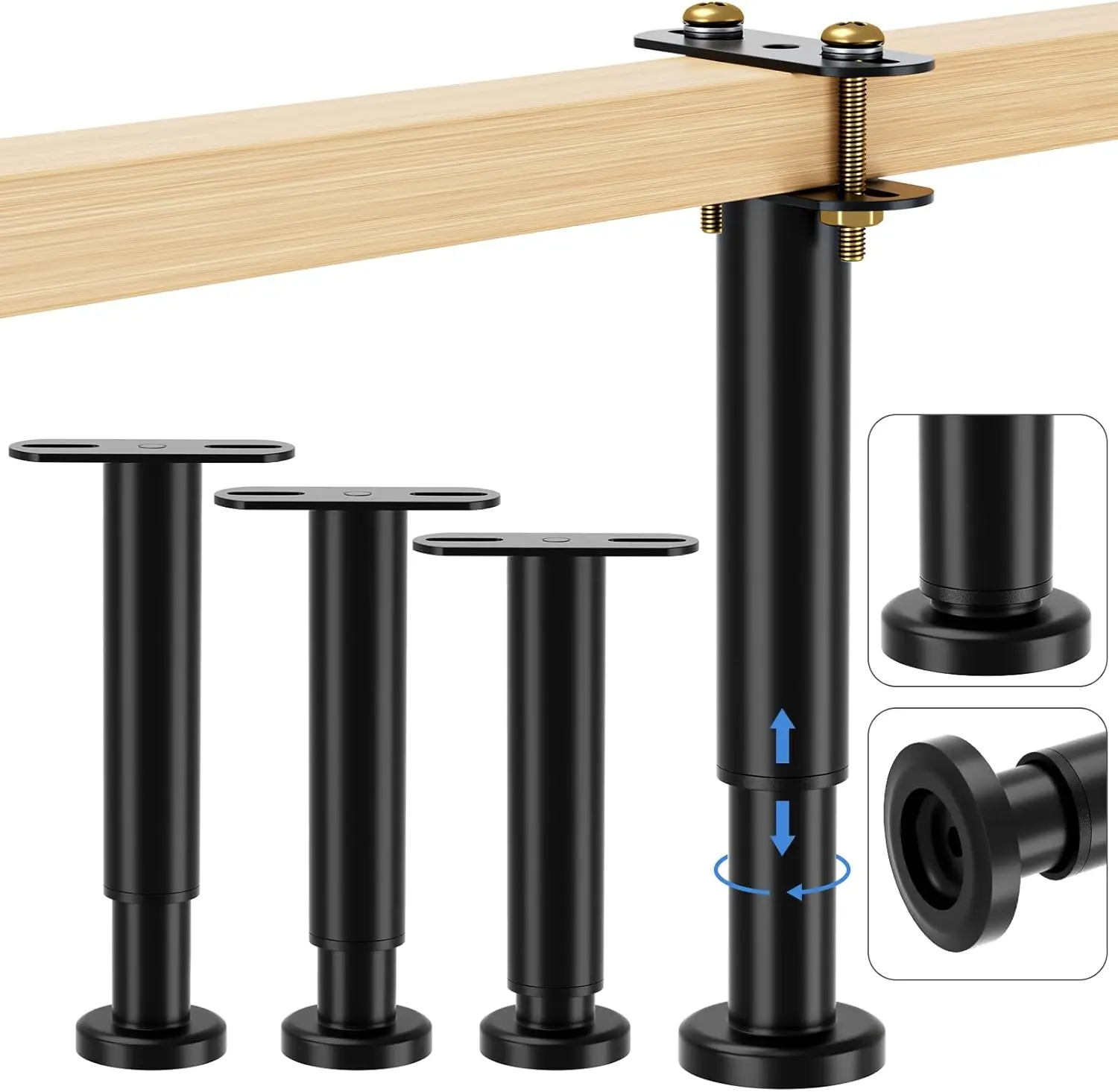 

Set Of 4 Adjustable Bed Legs Replacement, Adjustable Metal Bed Frame Support Legs 7.08-12.6 H, Upgrade Under Bed Support Leg