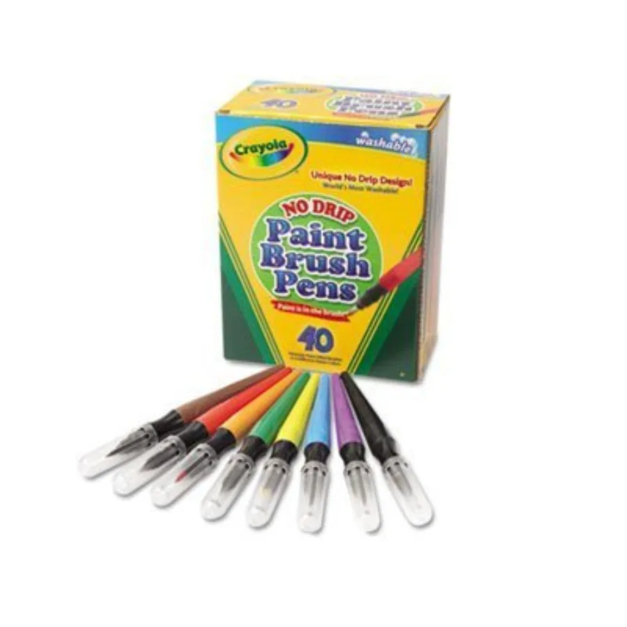 

Washable Paint Brush Pens 8 Assorted Colors Sold as 1 Box 40 Each per Box