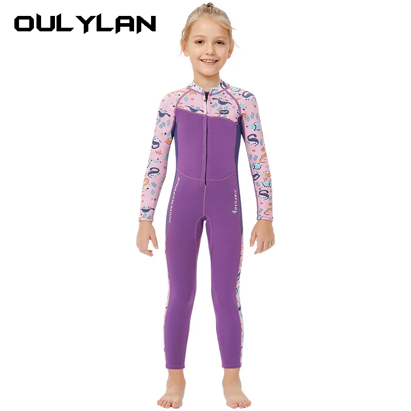 

Girls Swimsuit 2.5MM Neoprene Thick Warm Wetsuit Long Sleeve Diving Surf suit Jellyfish Clothing Girls Swimwear for Water Sports