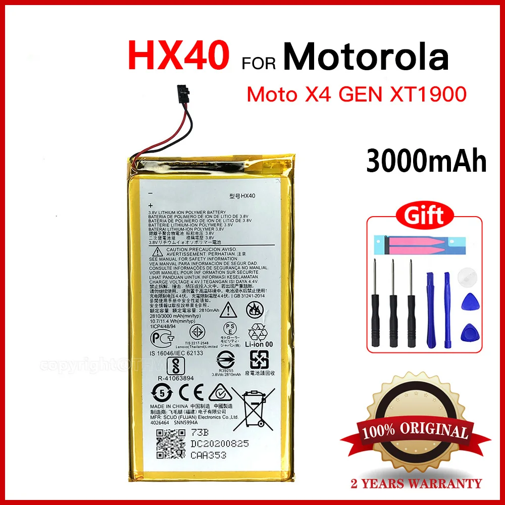 Original Battery HX40 For Motorola MOTO X4 XT1900-1 XT1900-2 XT1900-3 XT1900-4 XT1900-5 XT1900-6 -7 Phone Batteries+Tools