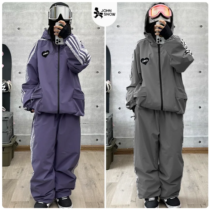 John Snow Fashion Waterproof Ski Suit Warm Breathable Snow Jacket And Pants For Men And Women Outdoor Sports Snowboard Clothing