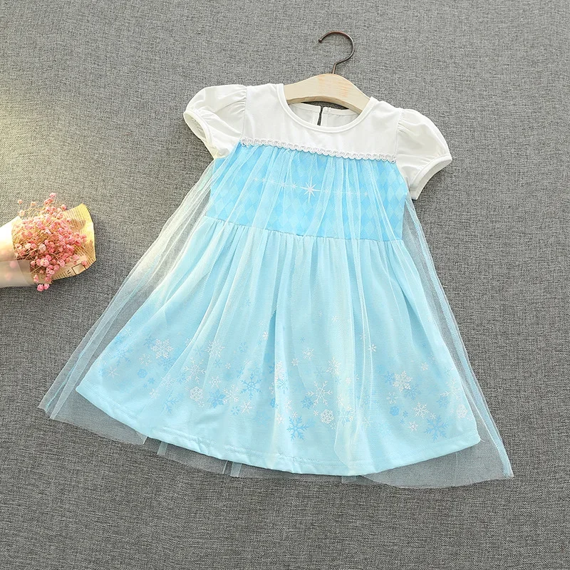Neues Sommer-Mädchenkleid mit Kurzen Puffärmeln, Kinder-Geburtstagskleid, Halloween-Aufführungskostüm, Tüll-Partykleid H3307 – Detail 16