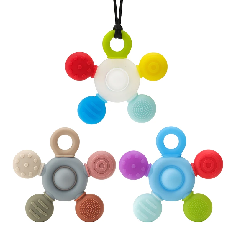 الطفل مضغ الملحقات هيلم الأطفال عضاضة حسية مع تصميم محكم الوليد الرضع القلق عضاضة سيليكون ألعاب التسنين #6