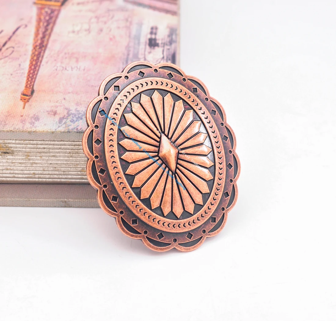 1 Inch Wide Long Antique Copper Men's Western Cowboy Cowgirl Belt Buckle Ethnic Flower Indian Rodeo Leathercraft Belt Buckle