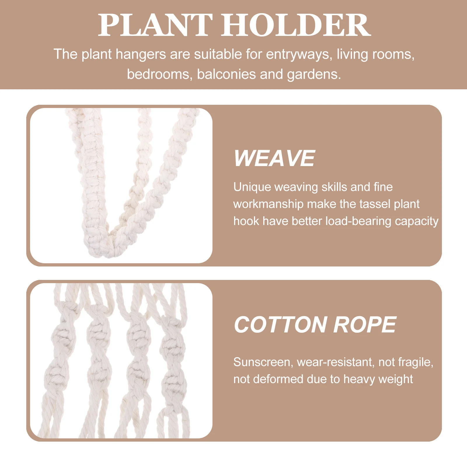 

2Pcs Stylish Macrame Plant Hangers Easy Install Indoor Outdoor Hanging Pot Holder for Space Saving Plant Holder