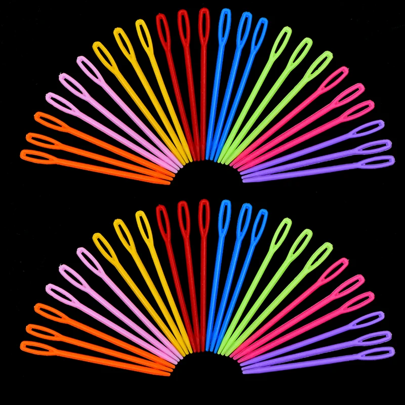 80/160PCS Random Color Plastic Large Eye Needle Handy Sewing Tool for Sweater Yarn Darning Weaving Knitting Handmade Artwork ZYF