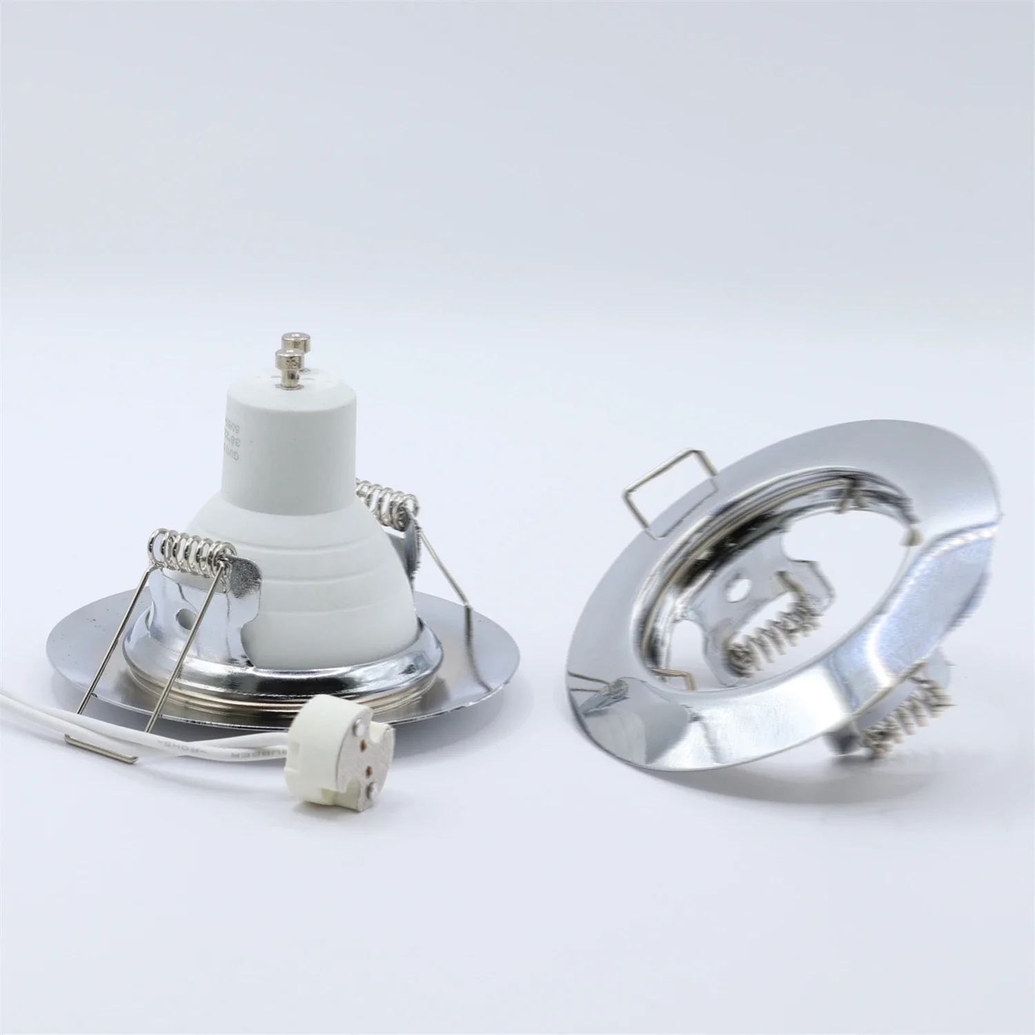 Zinc Alloy Round Chrome Color Cut Out 60mm LED Eyeball Recessed Ceiling Down Light Fixture Spotlight Fitting Frame