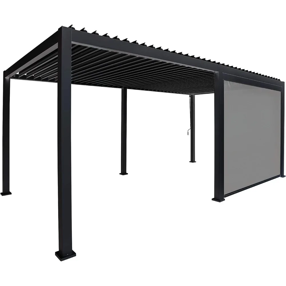 

Pergola Accessories Privacy Screen Panel Adjustable Aluminum Divider Pull-Down Sun Side Shade for 10' Side Pergola or Gazebo