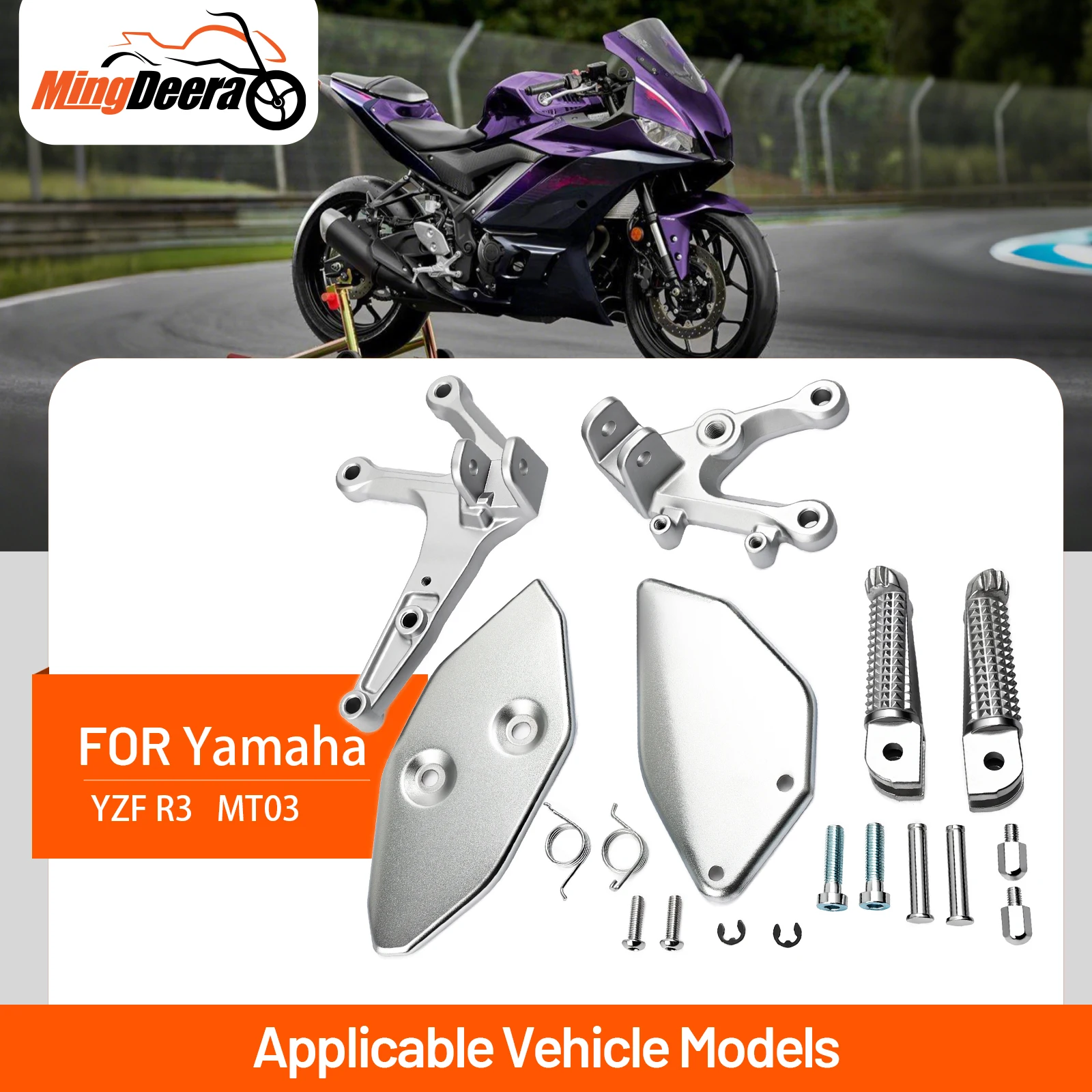

Motorcycle Front Foot Rests Foot Pegs Foot Pedal Bracket For Yamaha YZF R3 2015-2024 MT03 2016-2024 Footrests Bracket