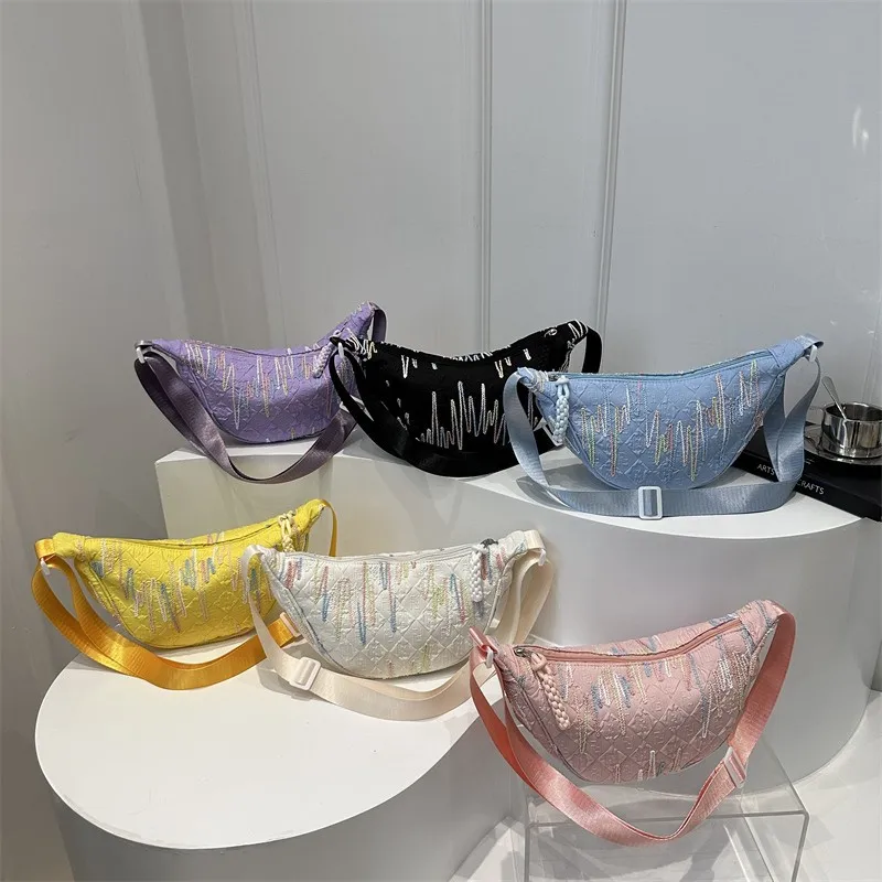 

Japanese color stripes cross-body bag women's single shoulder cell phone storage lightweight girl dumpling bag