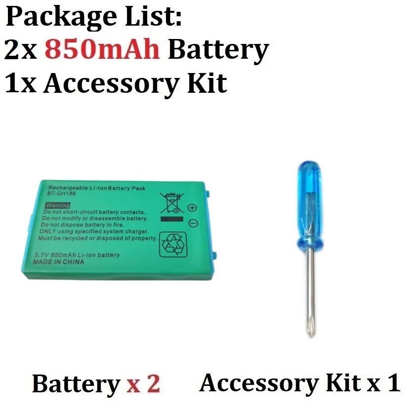 3,7V Wiederaufladbare 850mAh Lithium-Batterie für Nintendo GBASP GameBoy Advance GBA SP