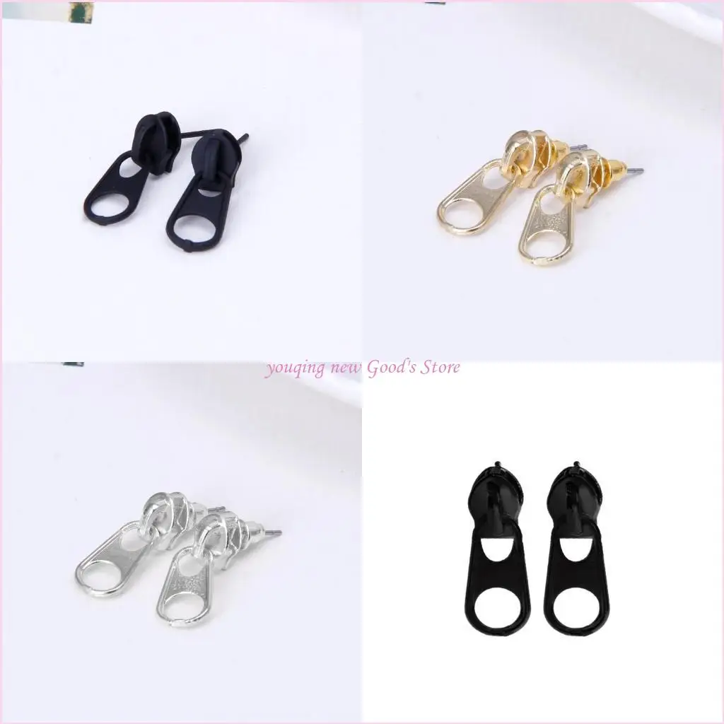57QA Creative Zip Earrings Punk Zipper Earrings Jewelry for Daily Wear